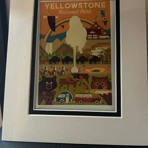 Yellowstone National Park Art Print - Orange and Black